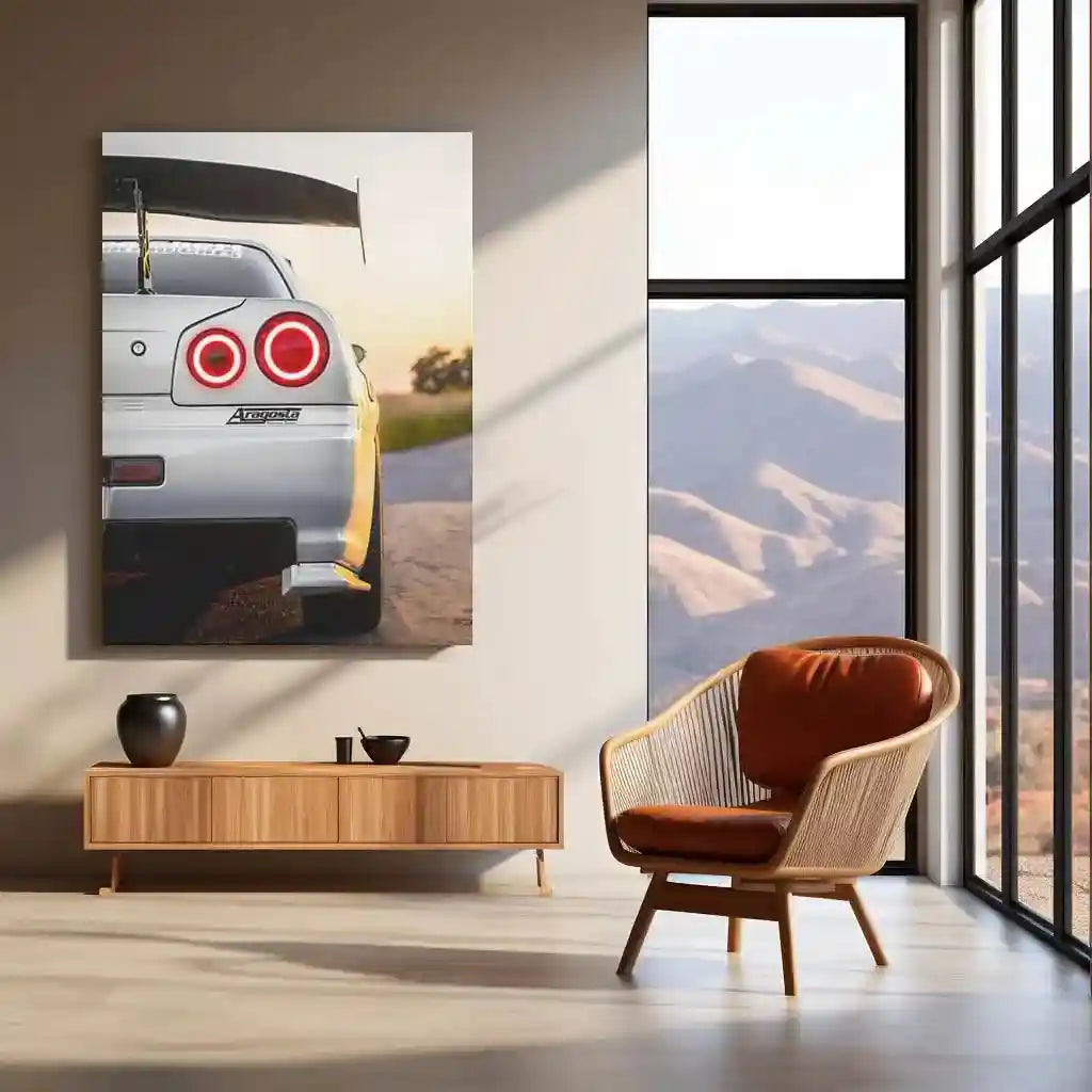 LED | π Nissan Skyline GT-R R34 Neon LED Metal Poster | JDM Legend Wall Art | Street Racer Glow Decor 03 - TURTLEWINGS