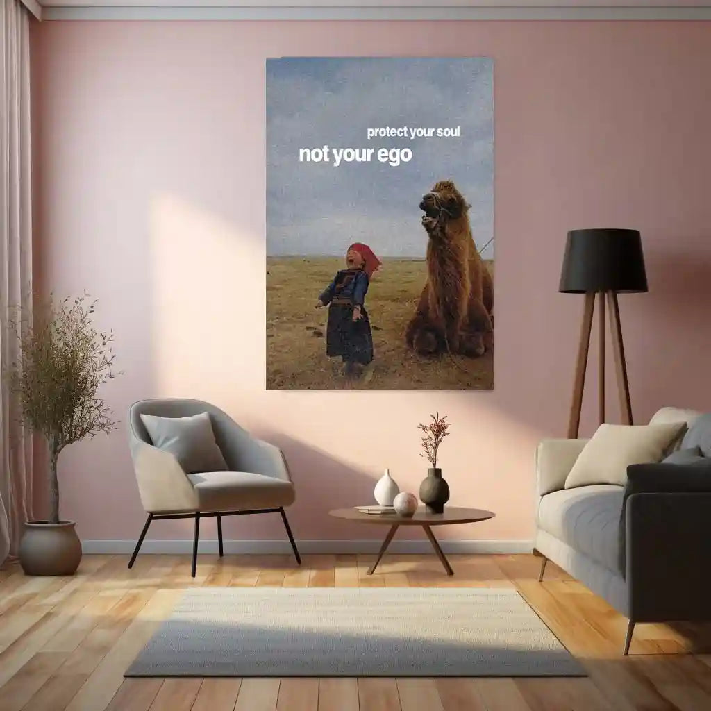 Quote Metal Poster | “Protect Your Soul, Not Your Ego” Quote Metal Frame Wall Art | Minimal Mindset Poster | Aesthetic Room Decor - TURTLEWINGS