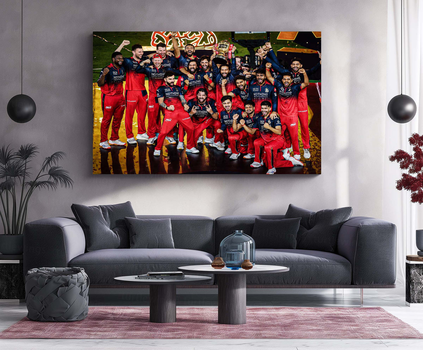 RCB Champion Celebration Metal Poster | IPL 2026 Trophy Winning Cricket Wall Art for Fans 01