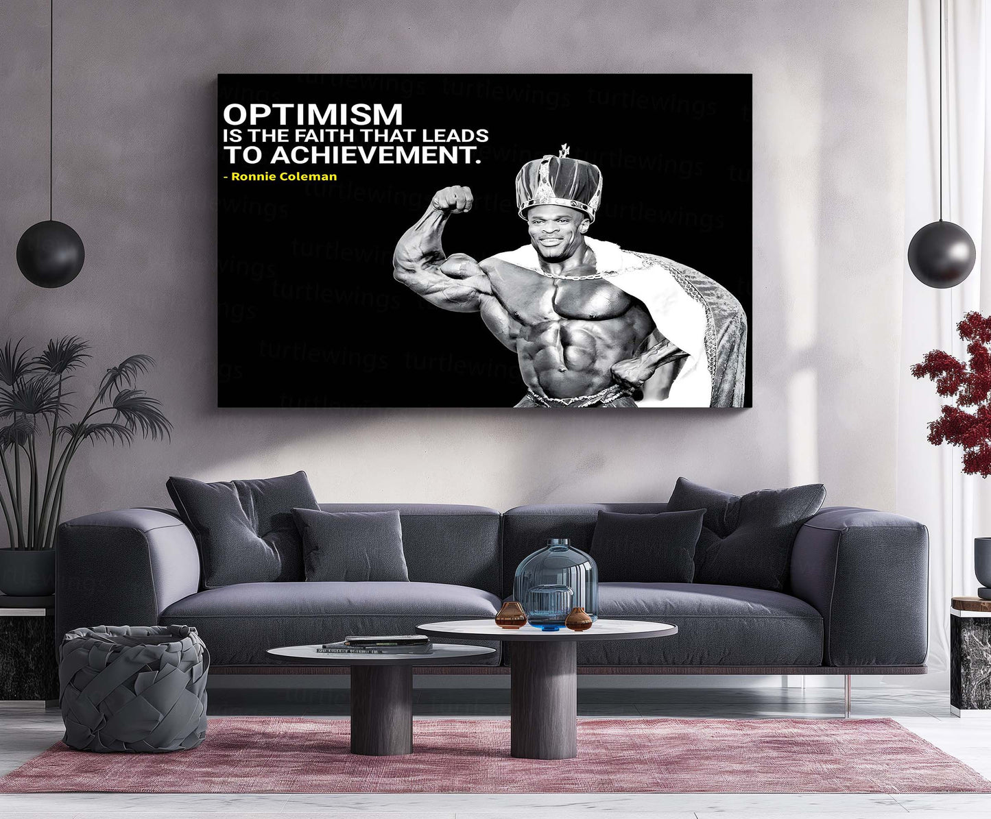 Quote Metal Poster | Ronnie Coleman Quote Metal Poster | “Optimism Is the Faith That Leads to Achievement” | Bodybuilding Wall Art