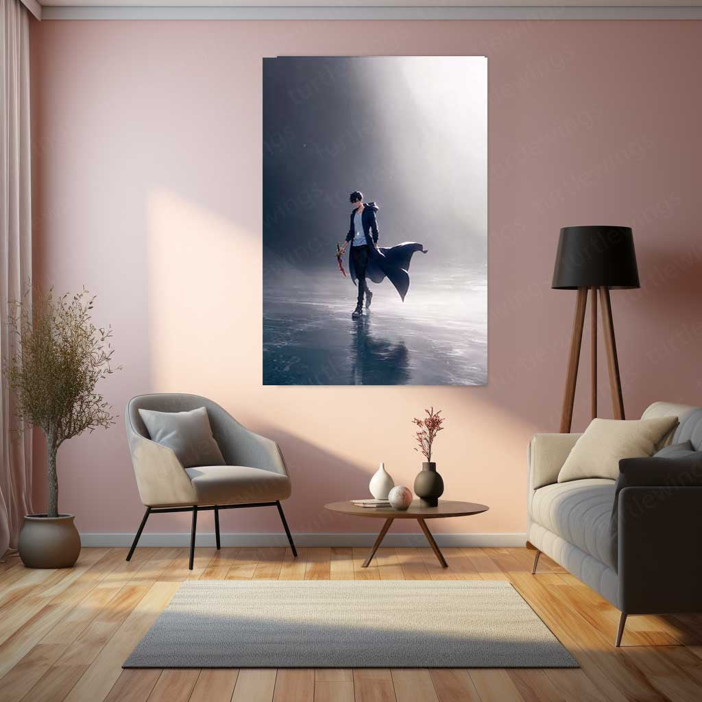 Anime Metal Poster | Sung Jin-Woo – Shadow Monarch Metal Poster Solo Leveling Inspired Wall Art | Dark Power Anime Metal Frame 03