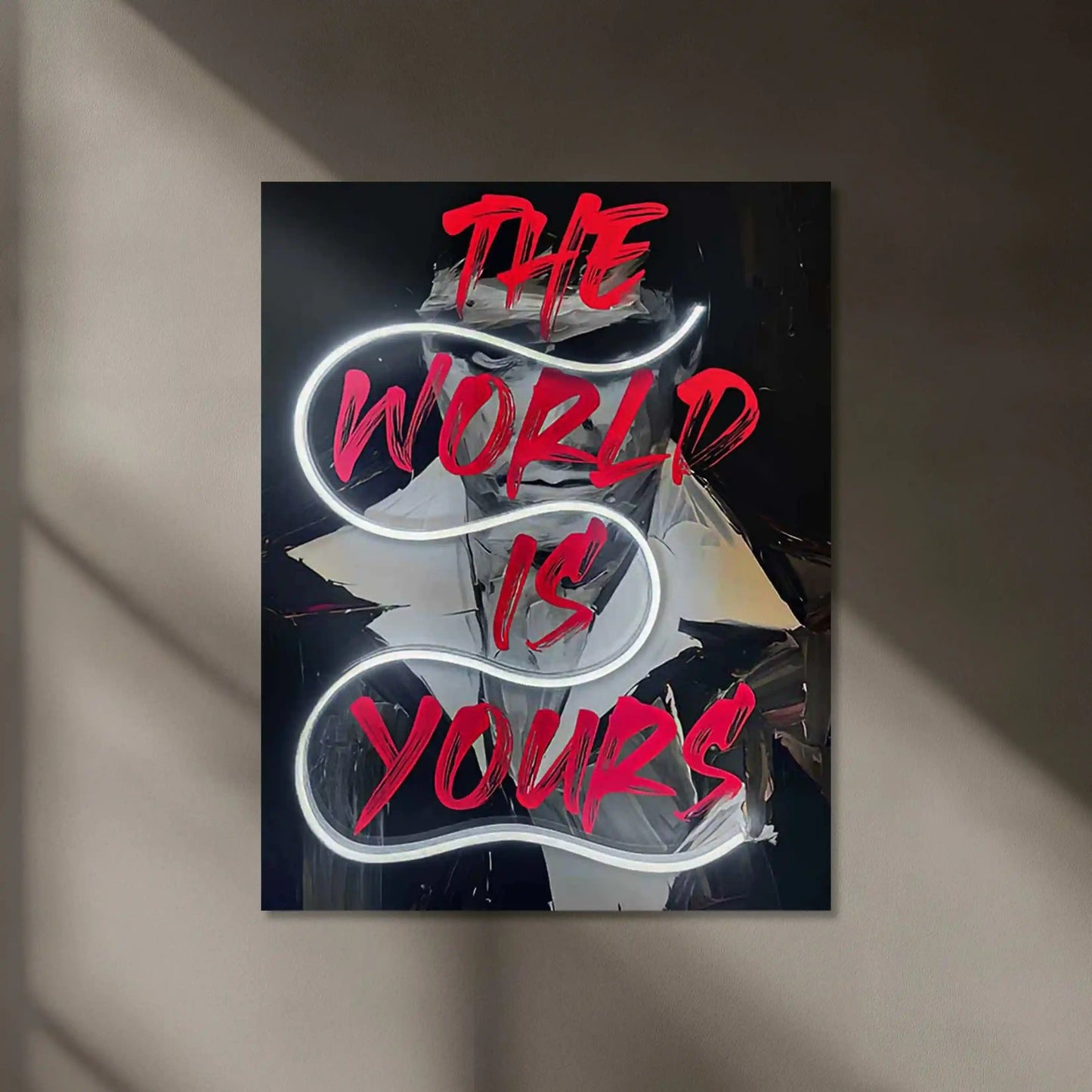 Scarface "The World Is Yours" Neon LED Metal Poster â Iconic Gangster Movie Wall Art - TURTLEWINGS