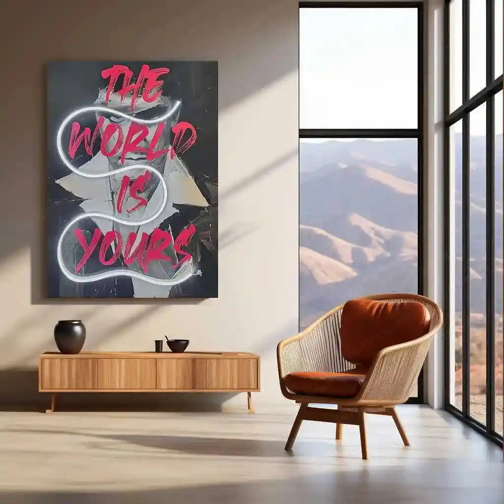 Scarface "The World Is Yours" Neon LED Metal Poster â Iconic Gangster Movie Wall Art - TURTLEWINGS