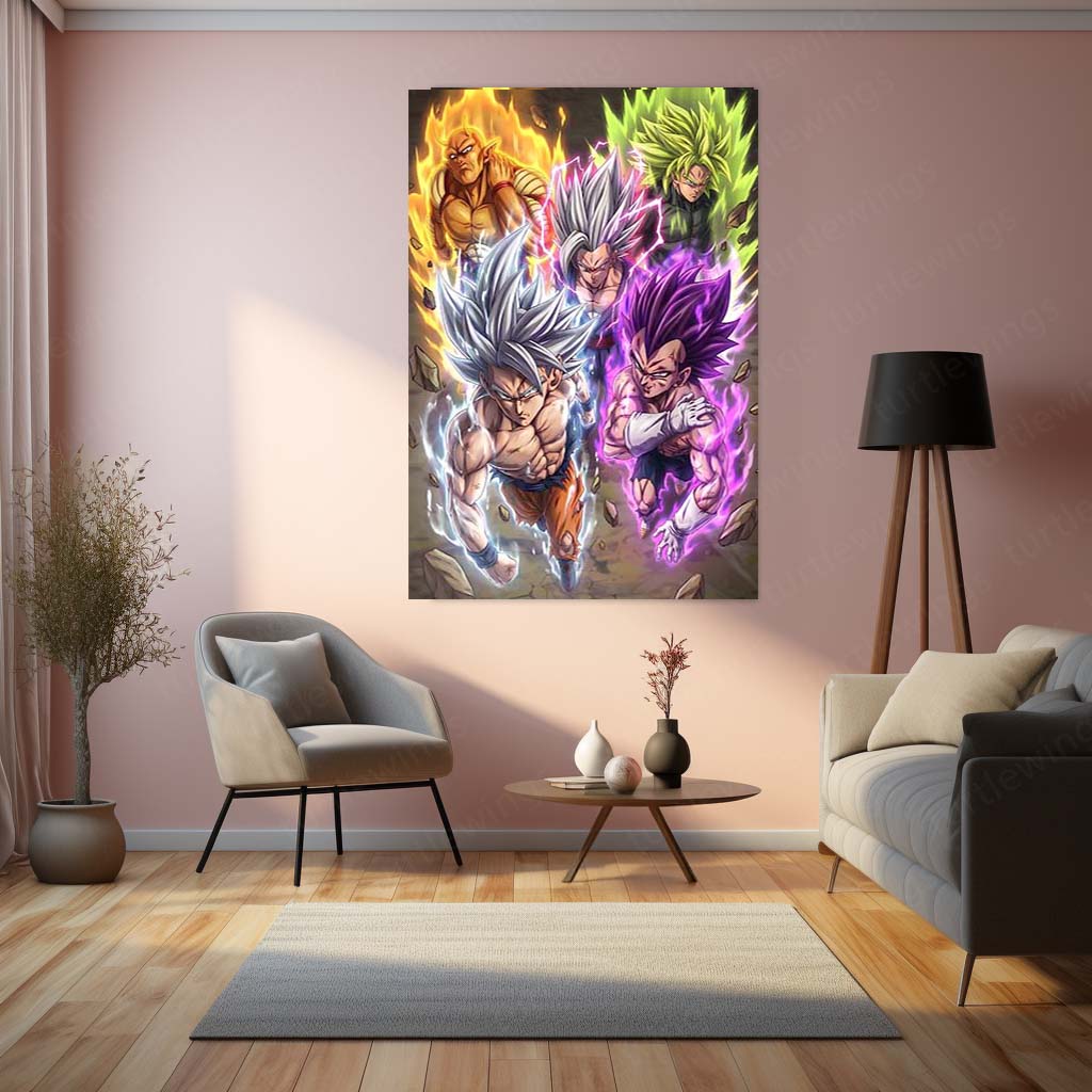 Legendary Saiyan Transformation Wall Art | Anime Power Awakening Metal Frame by TurtleWings