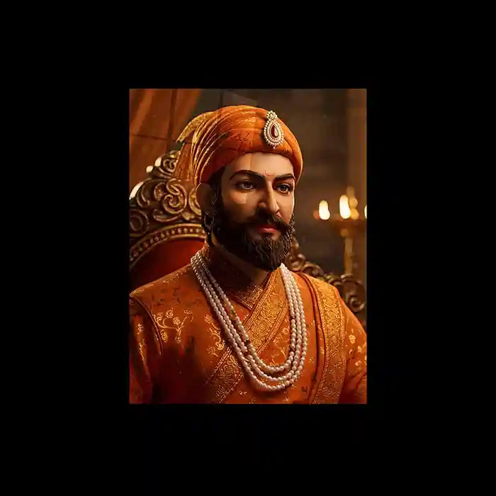 Chhatrapati Shivaji Maharaj Metal Frame | Warrior King Wall Art | Metal Frame 08 - TURTLEWINGS