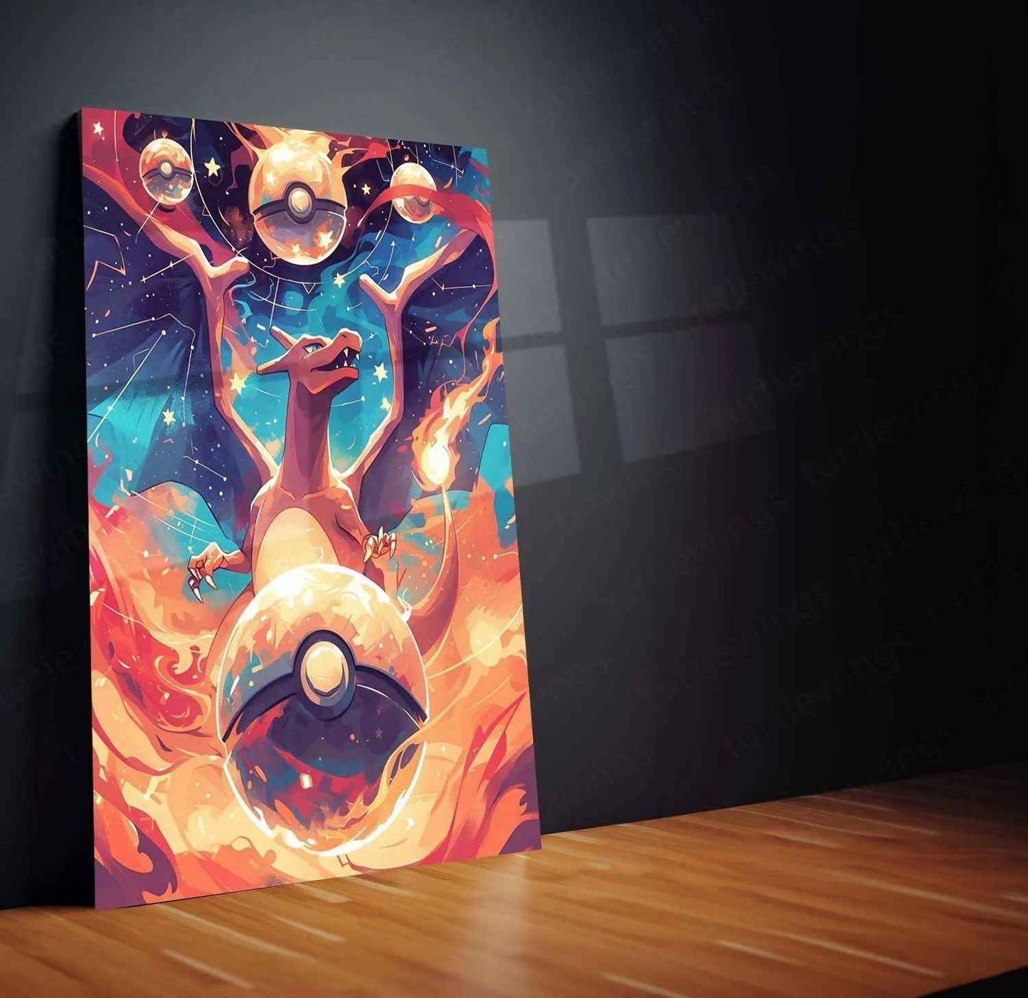 Charizard Pokémon Illustration Poster – Fierce Gaze of the Flame - TURTLEWINGS