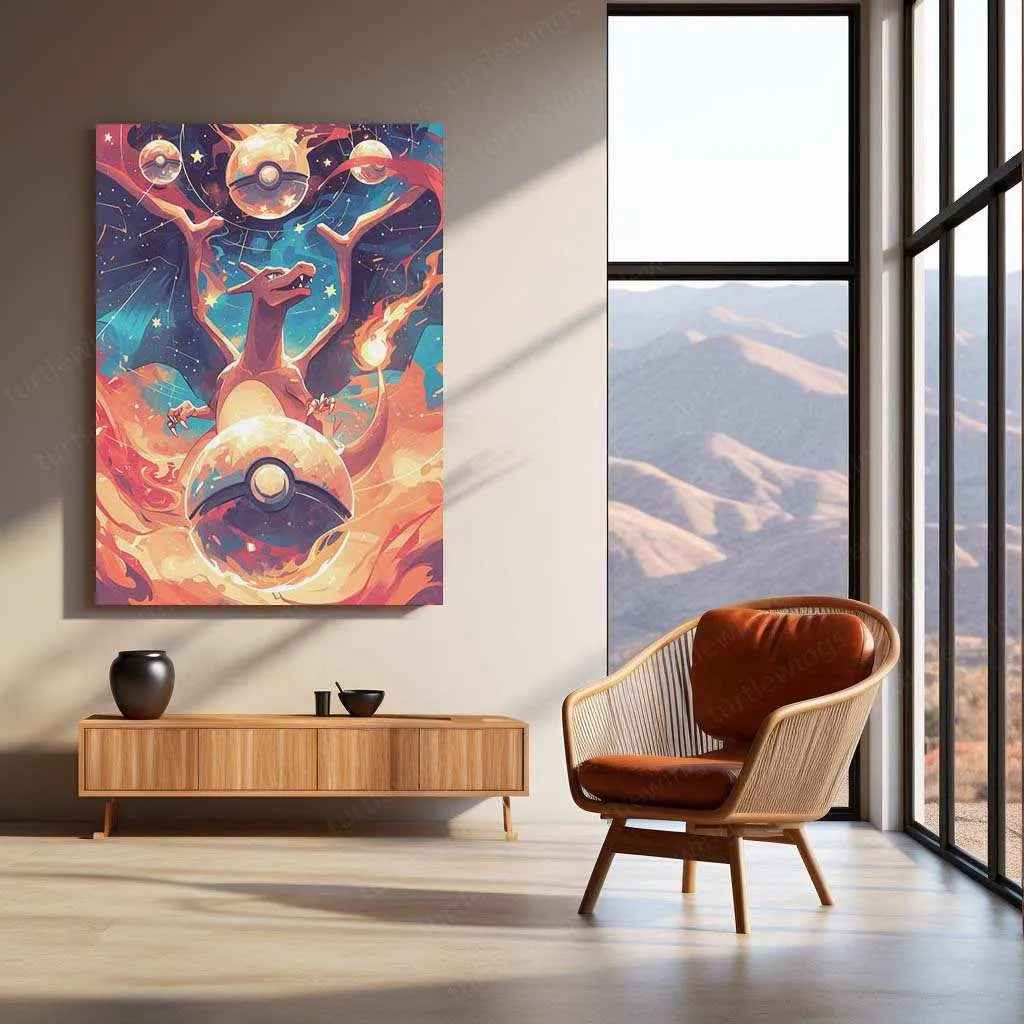 Charizard Pokémon Illustration Poster – Fierce Gaze of the Flame - TURTLEWINGS