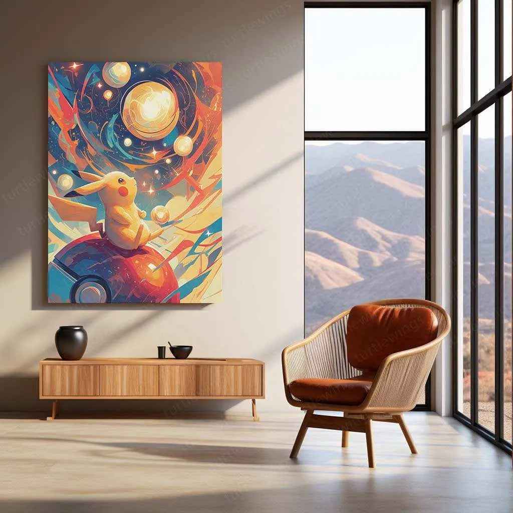 Pikachu Pokémon Illustration Poster – Gazing into the Electric Future - TURTLEWINGS