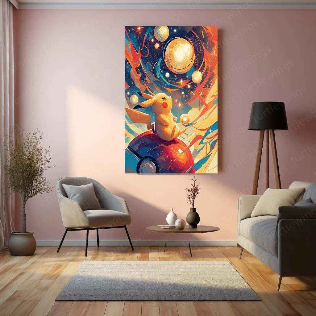 Pikachu Pokémon Illustration Poster – Gazing into the Electric Future - TURTLEWINGS