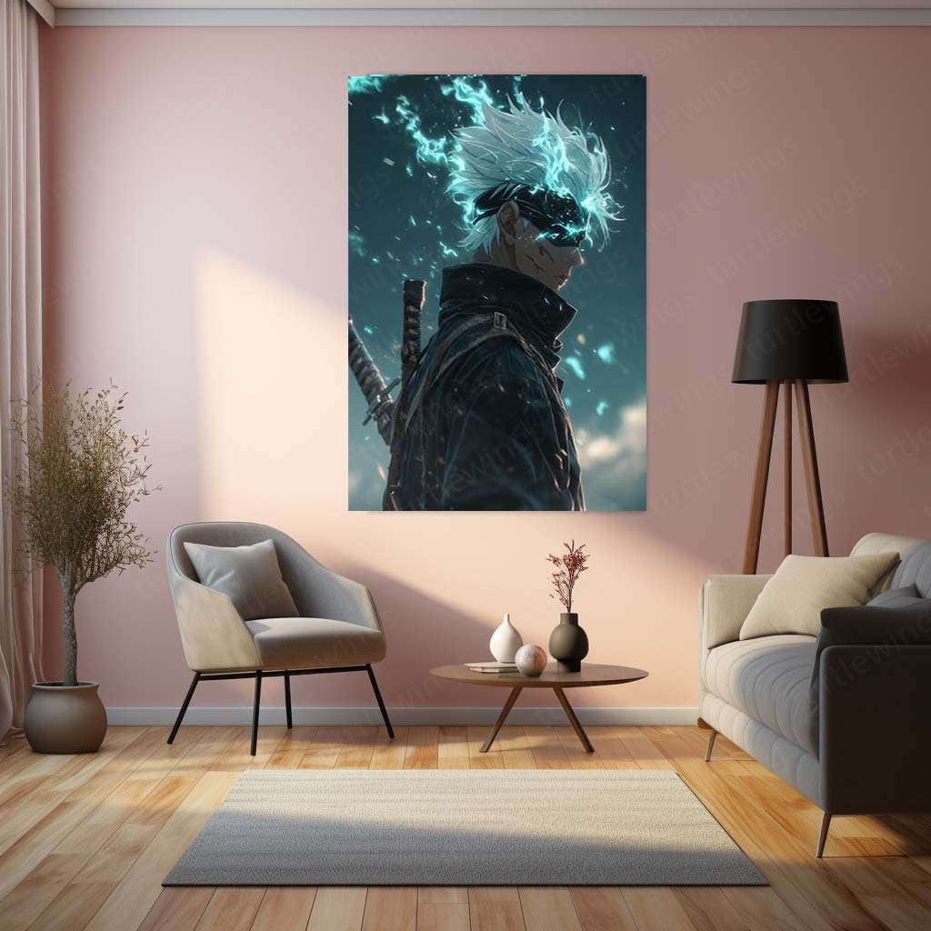 Gojo Satoru Metal Frame – Jujutsu Kaisen Wall Art | Infinity Eyes Anime Poster | Coolest Sorcerer Fan Collectible - TURTLEWINGS
