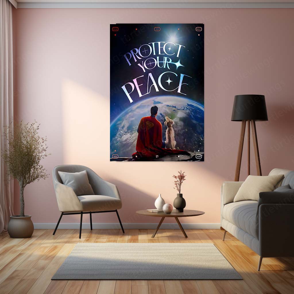 Superman – Protect Your Peace | Superhero Metal Frame | Inspirational Wall Art