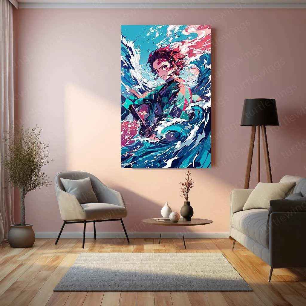 Tanjiro Metal Poster – Demon Slayer Hero | Tanjiro Kamado Wall Art | Powerful Samurai Decor - TURTLEWINGS