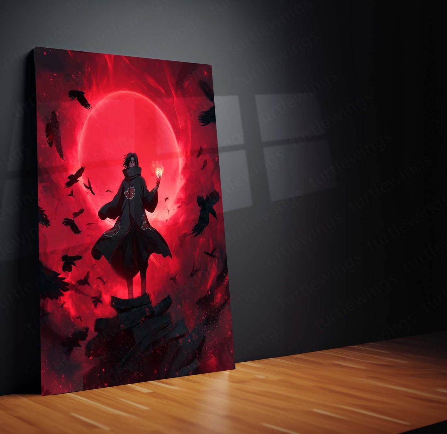 Itachi Uchiha Heroic Full-Body Scene Metal Frame – Naruto Shippuden Poster | Anime-Style Uchiha Clan Wall Art | Legendary Shinobi Decor - TURTLEWINGS