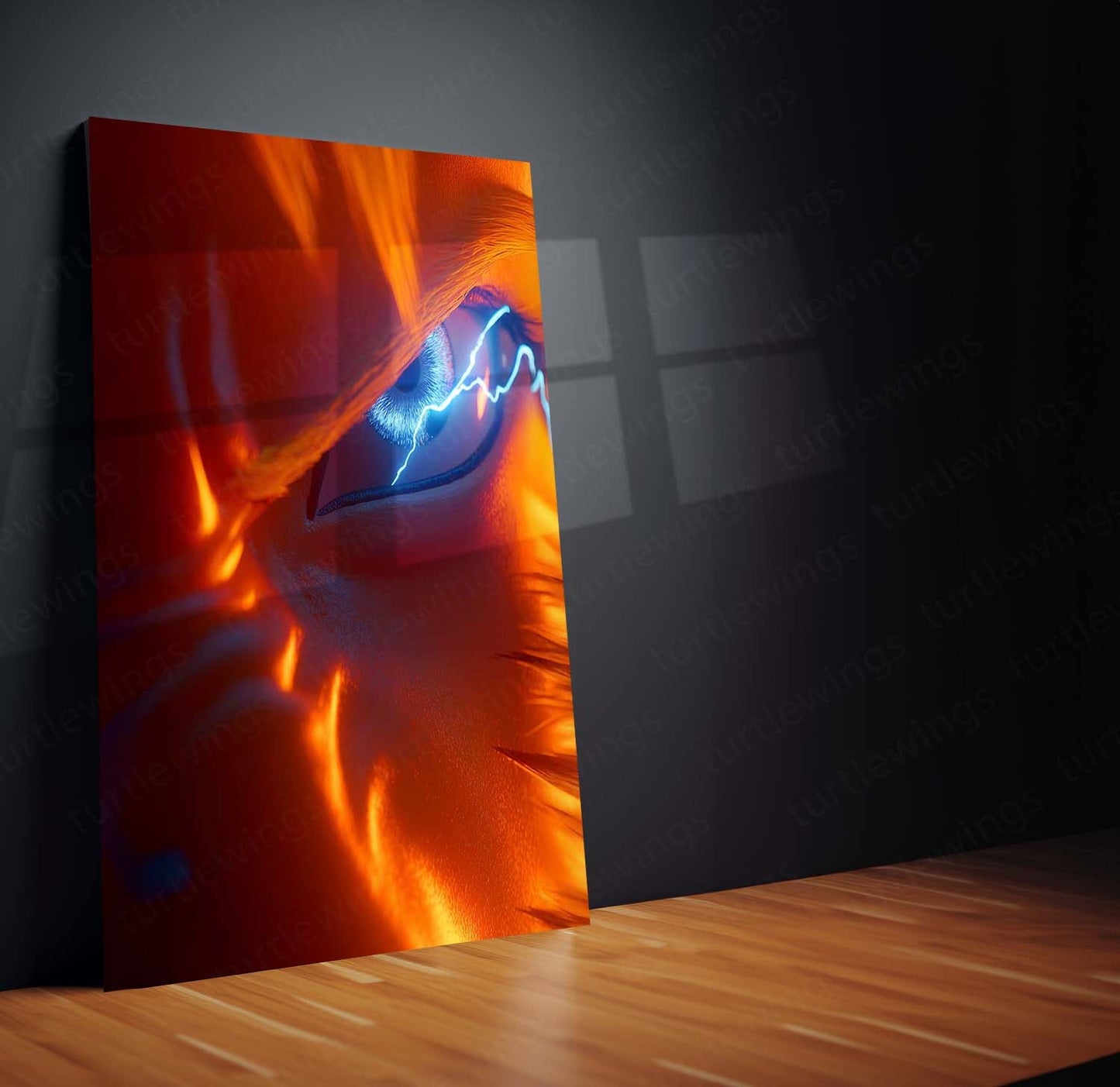 Naruto Uzumaki in the Dark Metal Frame – Extreme Close-Up Poster | Hidden Pain & Power Wall Art | Ninja Way Collector's Decor - TURTLEWINGS
