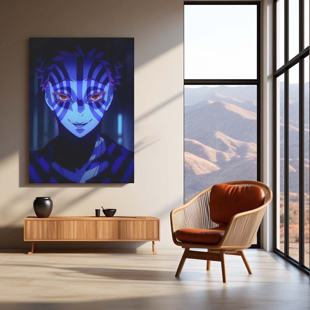 Akaza Metal Frame – Demon Slayer Upper Moon Poster | Intense Villain Wall Art | Stylish Anime Decor for Otaku Collectors - TURTLEWINGS
