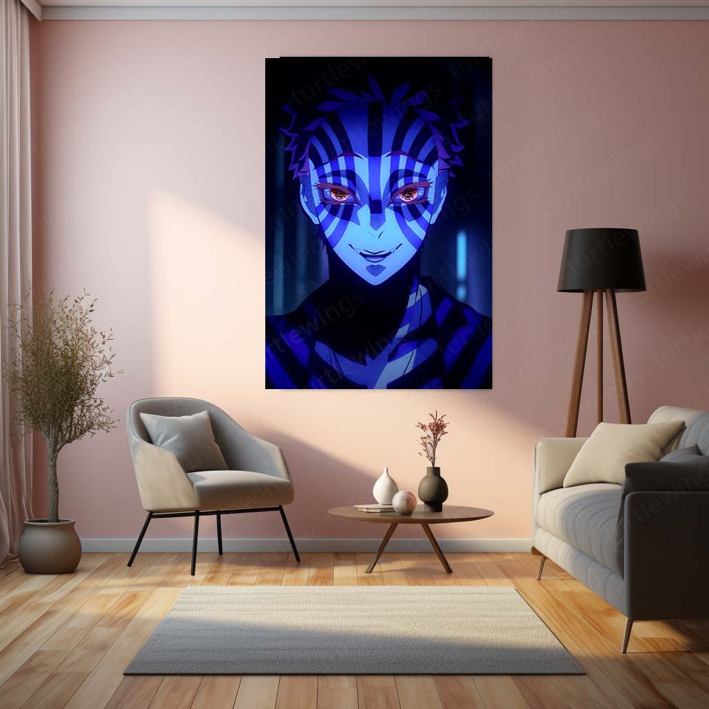 Akaza Metal Frame – Demon Slayer Upper Moon Poster | Intense Villain Wall Art | Stylish Anime Decor for Otaku Collectors - TURTLEWINGS