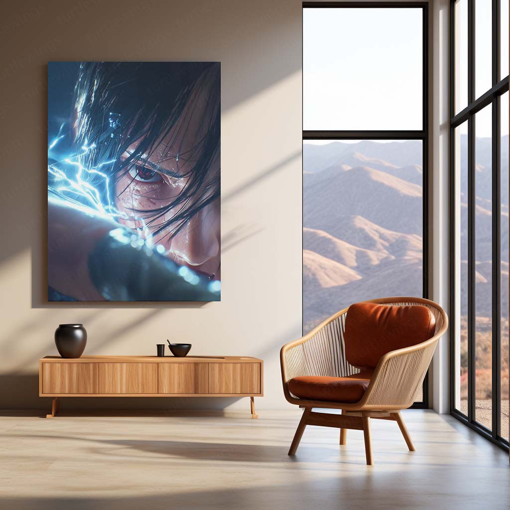 Sasuke Uchiha Metal Frame – Naruto Anime Poster | Sharingan Power Wall Art | Dark Hero Decor for True Shinobi Fans - TURTLEWINGS