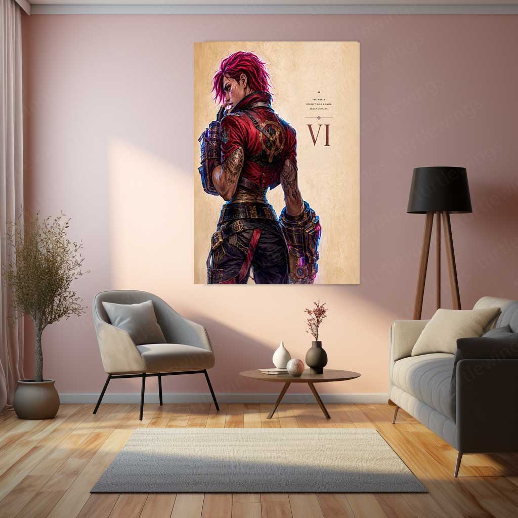 Game Metal Poster | Vi – Loyalty Means Nothing Metal Poster League Inspired Wall Art | Rebel Fighter Gaming Metal Frame