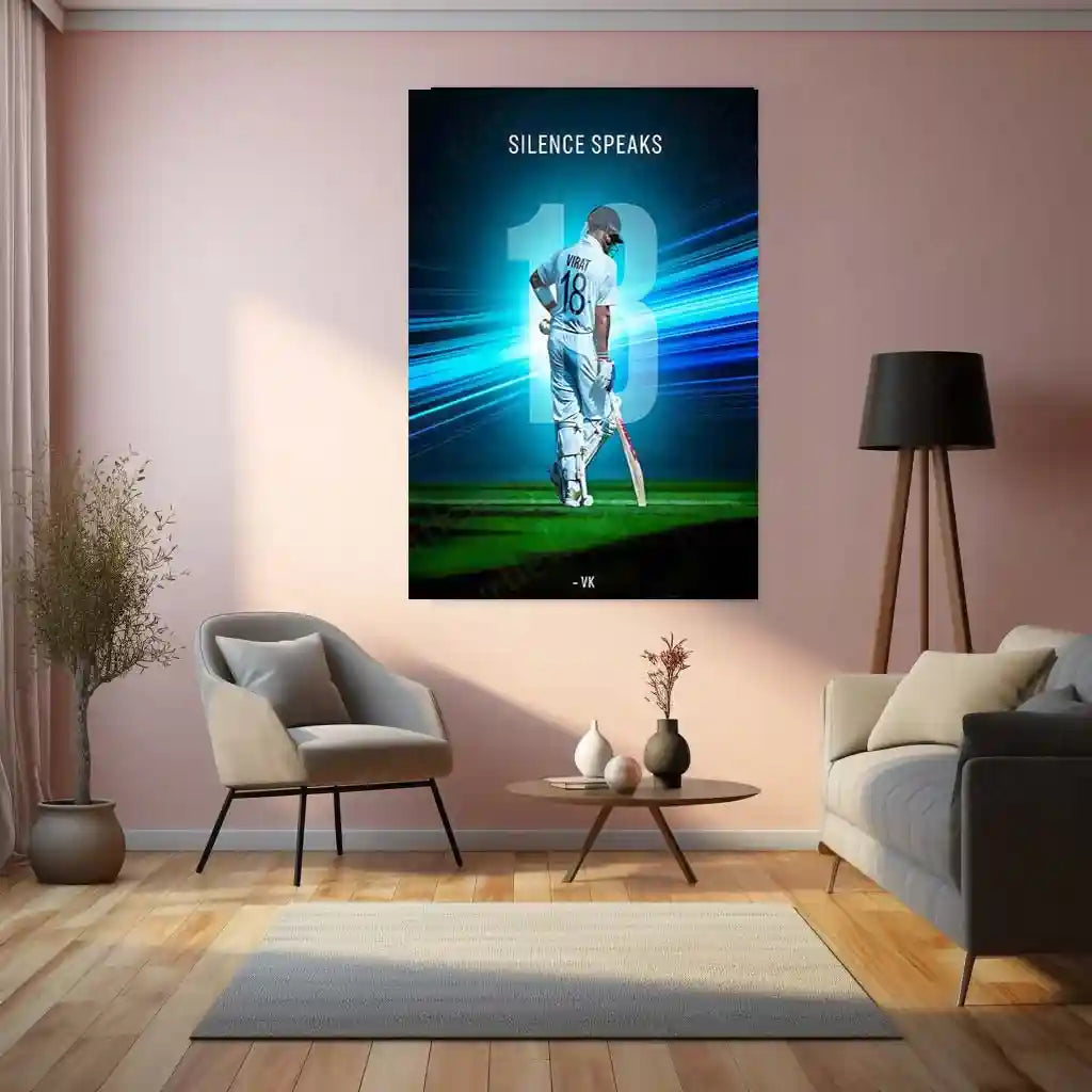Cricket Metal Poster | Virat Kohli Metal Poster – Iconic Cricket Legend Wall Art 06 - TURTLEWINGS