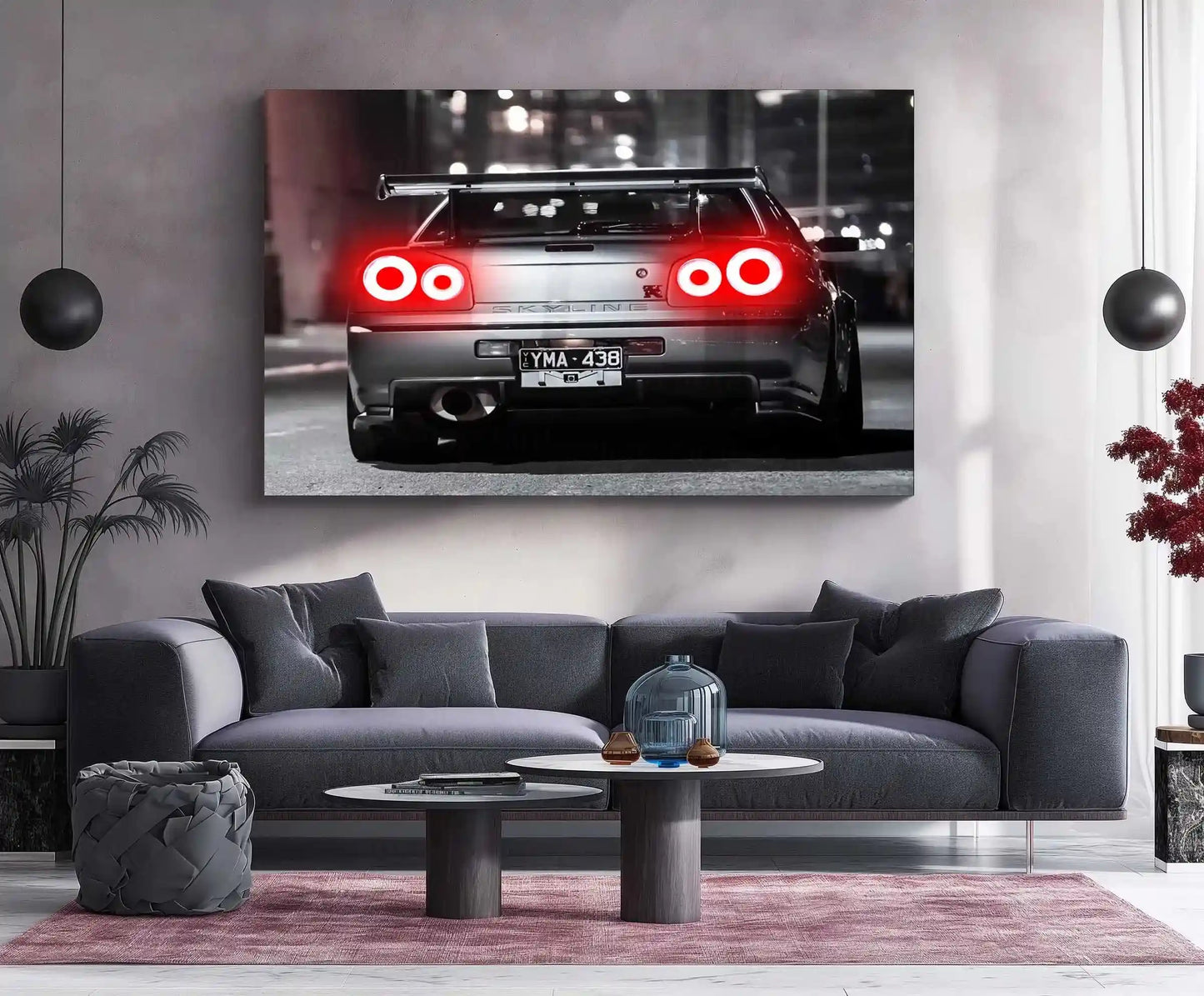 LED | π Nissan Skyline GT-R R34 Neon LED Metal Poster | JDM Legend Wall Art | Street Racer Glow Decor 02 - TURTLEWINGS