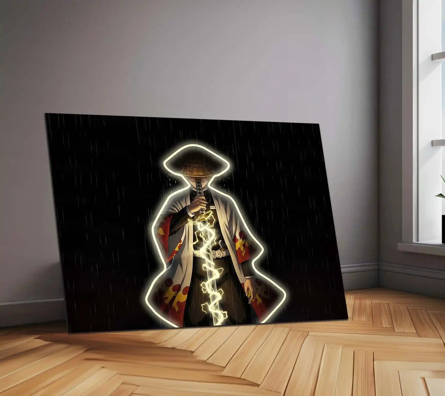 Demon Slayer Zenitsu Neon LED Metal Frame | Thunder Breathing Anime Poster | Kimetsu no Yaiba Wall Art - TURTLEWINGS