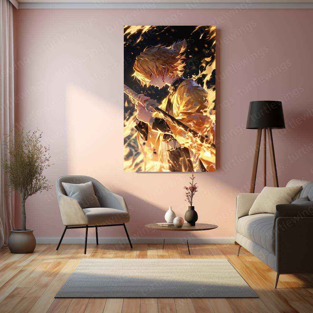 Zenitsu Agatsuma Metal Poster – Demon Slayer | Lightning-Fast Warrior Wall Art - TURTLEWINGS