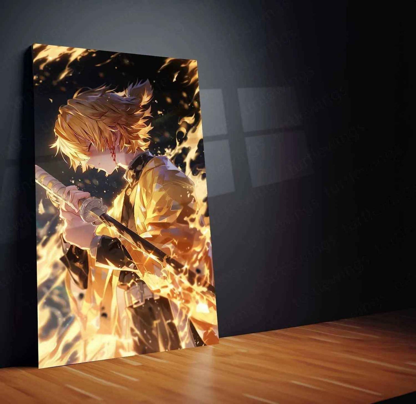 Zenitsu Agatsuma Metal Poster – Demon Slayer | Lightning-Fast Warrior Wall Art - TURTLEWINGS