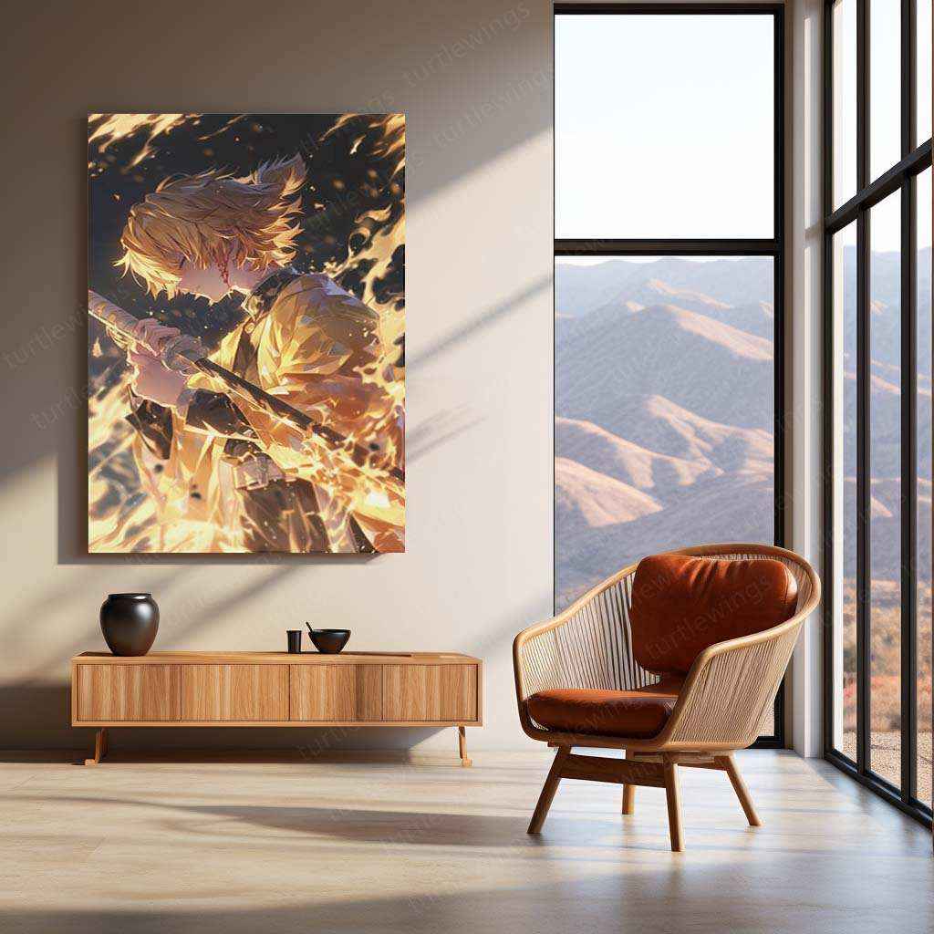 Zenitsu Agatsuma Metal Poster – Demon Slayer | Lightning-Fast Warrior Wall Art - TURTLEWINGS