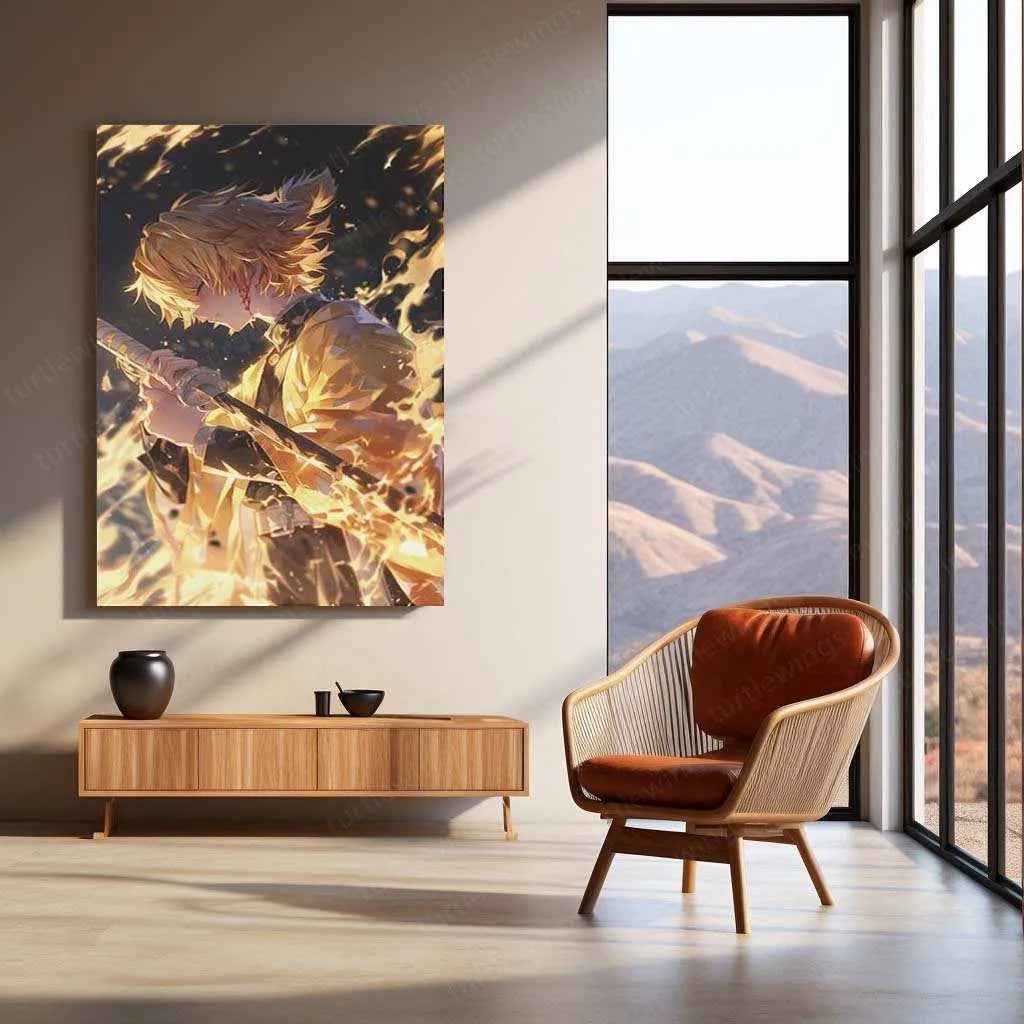 Zenitsu Agatsuma Metal Poster – Demon Slayer | Lightning-Fast Warrior Wall Art - TURTLEWINGS