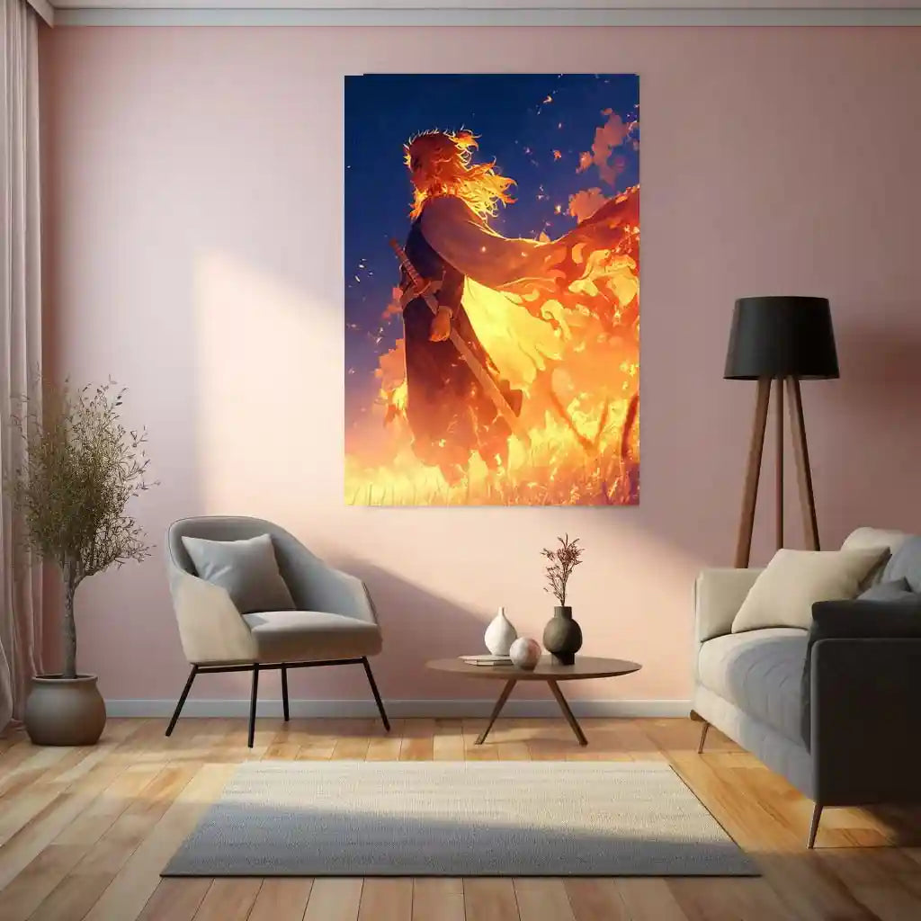 Anime Metal Poster | Zenitsu – Demon Slayer Metal Poster | Thunder Breathing Anime Wall Frame | Kimetsu no Yaiba Art - TURTLEWINGS
