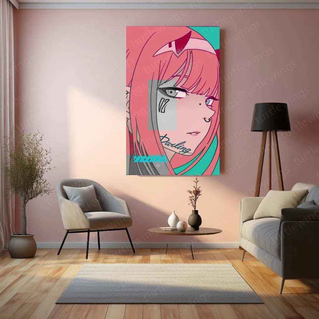 Zero Two Metal Poster – Darling in the Franxx Anime Wall Art - TURTLEWINGS