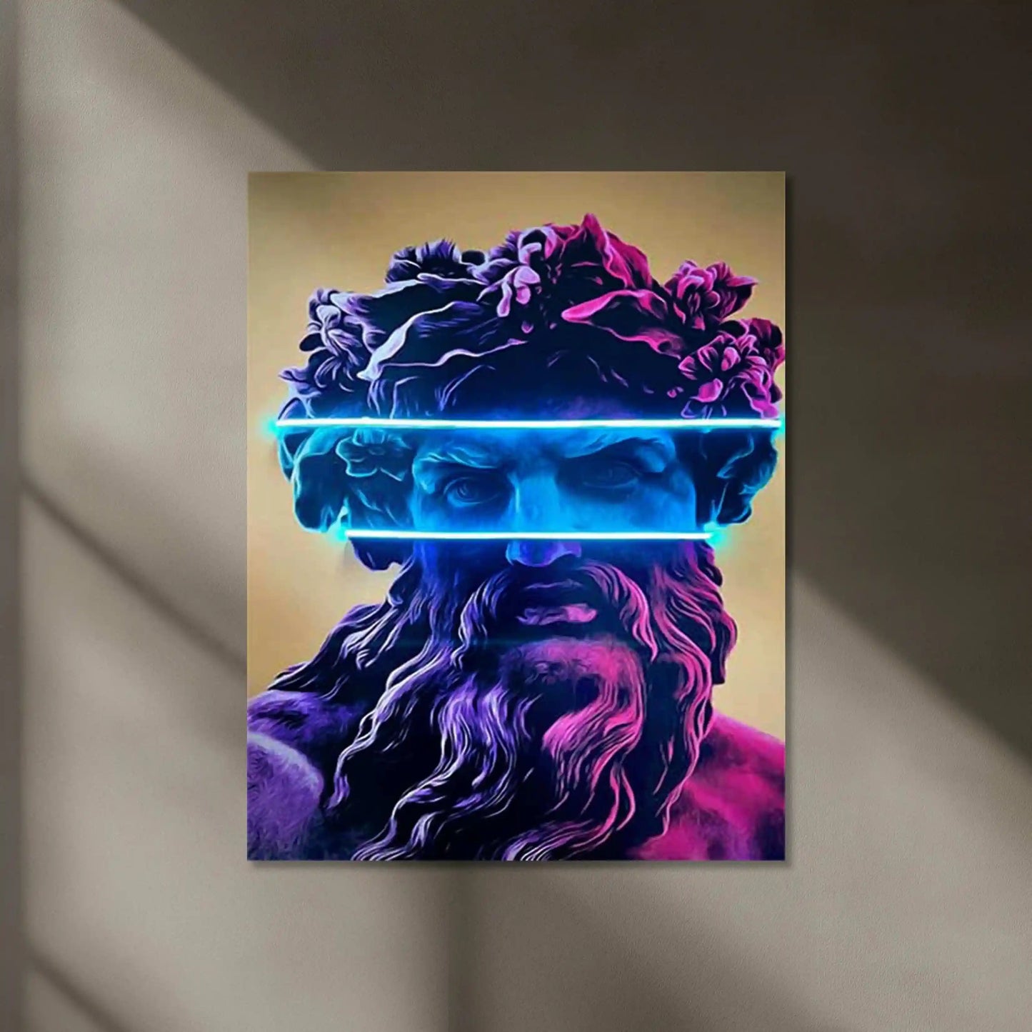 Zeus Pop Blue Neon LED Metal Frame â The King of Gods in Vibrant Light - TURTLEWINGS