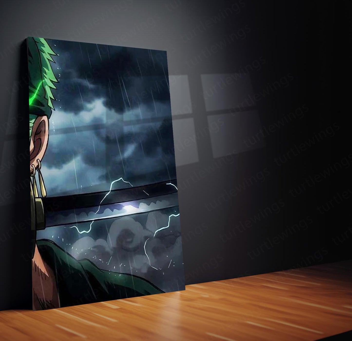 Anime Metal Poster Set of 3 | Roronoa Zoro Demon Aura Triptych Wall Art