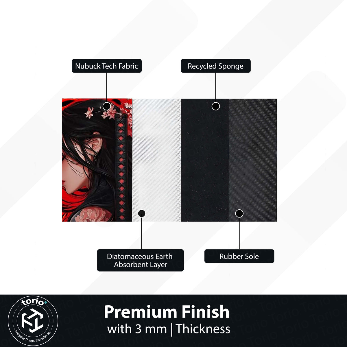 Dark Samurai Girl Area Flat Rug | Japanese Anime Aesthetic Flat Rug | Red Dragon Gothic Gaming Room Flat Rug | Modern Japanese Home Décor