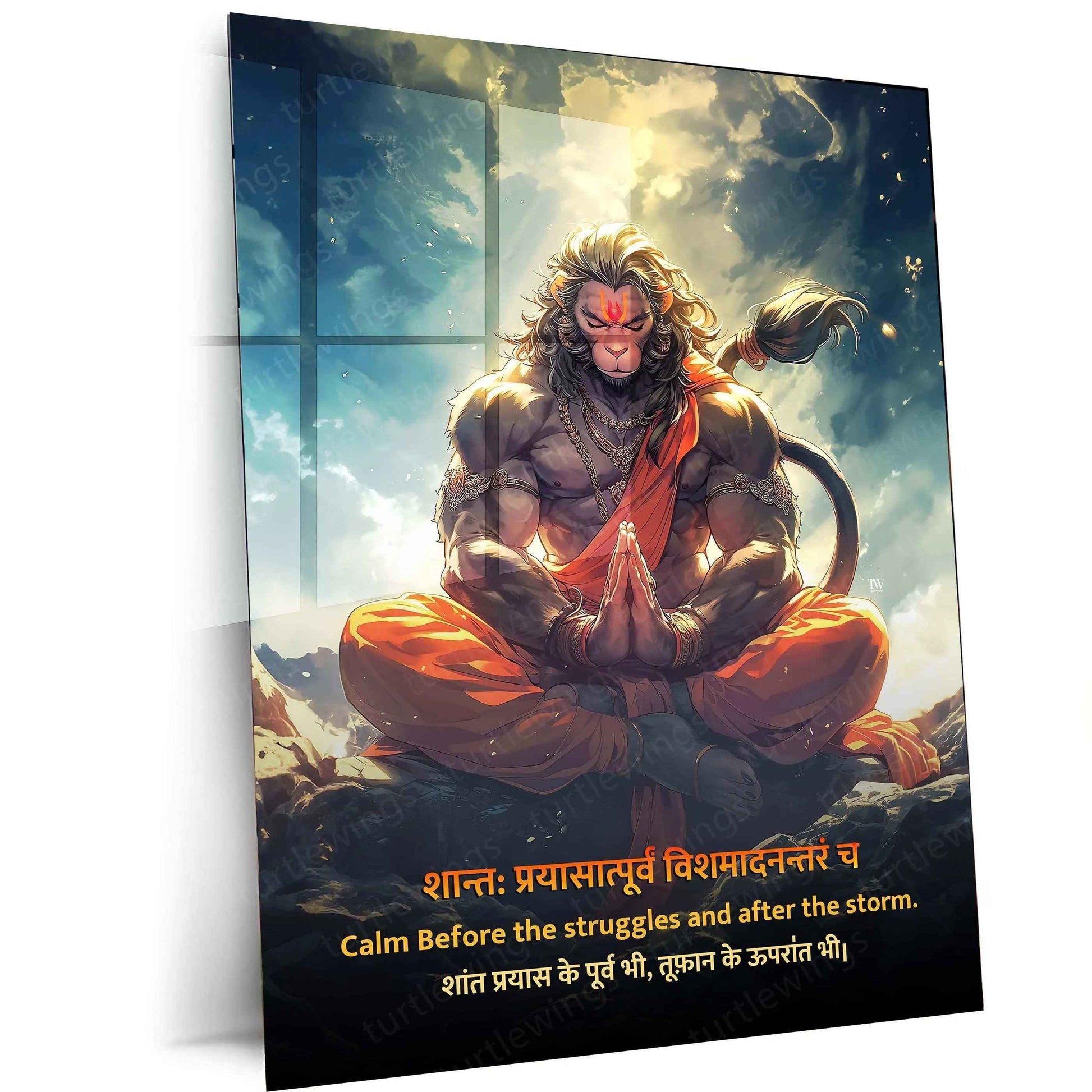 Lord Hanuman Metal Poster – Bajrangbali Strength & Devotion Wall Art - TURTLEWINGS