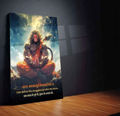Lord Hanuman Metal Poster | Bajrangbali Wall Art | Divine Strength & Devotion Decor - TURTLEWINGS