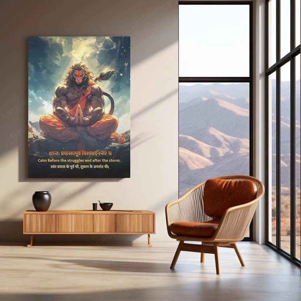 Lord Hanuman Metal Poster – Bajrangbali Strength & Devotion Wall Art - TURTLEWINGS