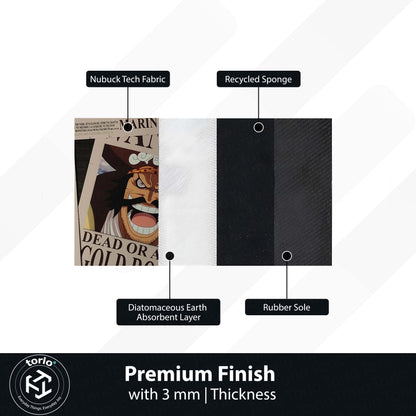 One Piece Wanted Posters Anime Floor Mat | Luffy Zoro Sanji Robin Anime Flat Rug | Anti-Slip 3mm Easy Clean Otaku Floor Mat for Bedroom & Gaming Room