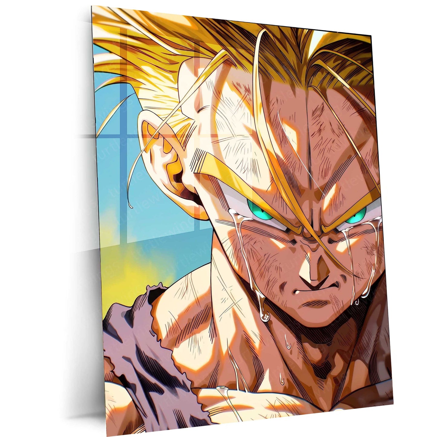 Time Traveler Saiyan Fury Anime Wall Art | Dragon Ball Z Metal Frame