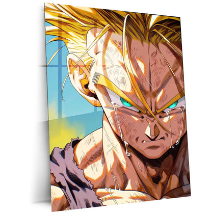 Time Traveler Saiyan Fury Anime Wall Art | Dragon Ball Z Metal Frame