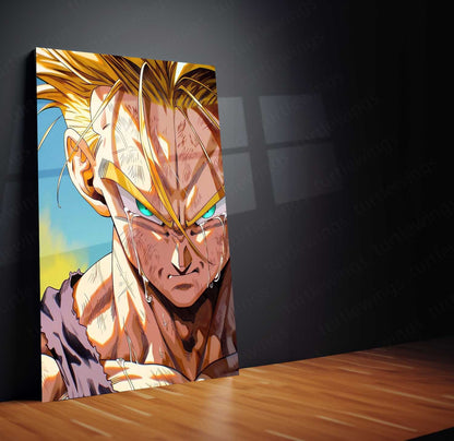 Time Traveler Saiyan Fury Anime Wall Art | Dragon Ball Z Metal Frame