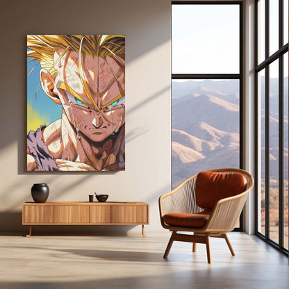Time Traveler Saiyan Fury Anime Wall Art | Dragon Ball Z Metal Frame