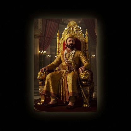 Chhatrapati Shivaji Maharaj Metal Frame | Warrior King Wall Art | Metal Frame 13 - TURTLEWINGS