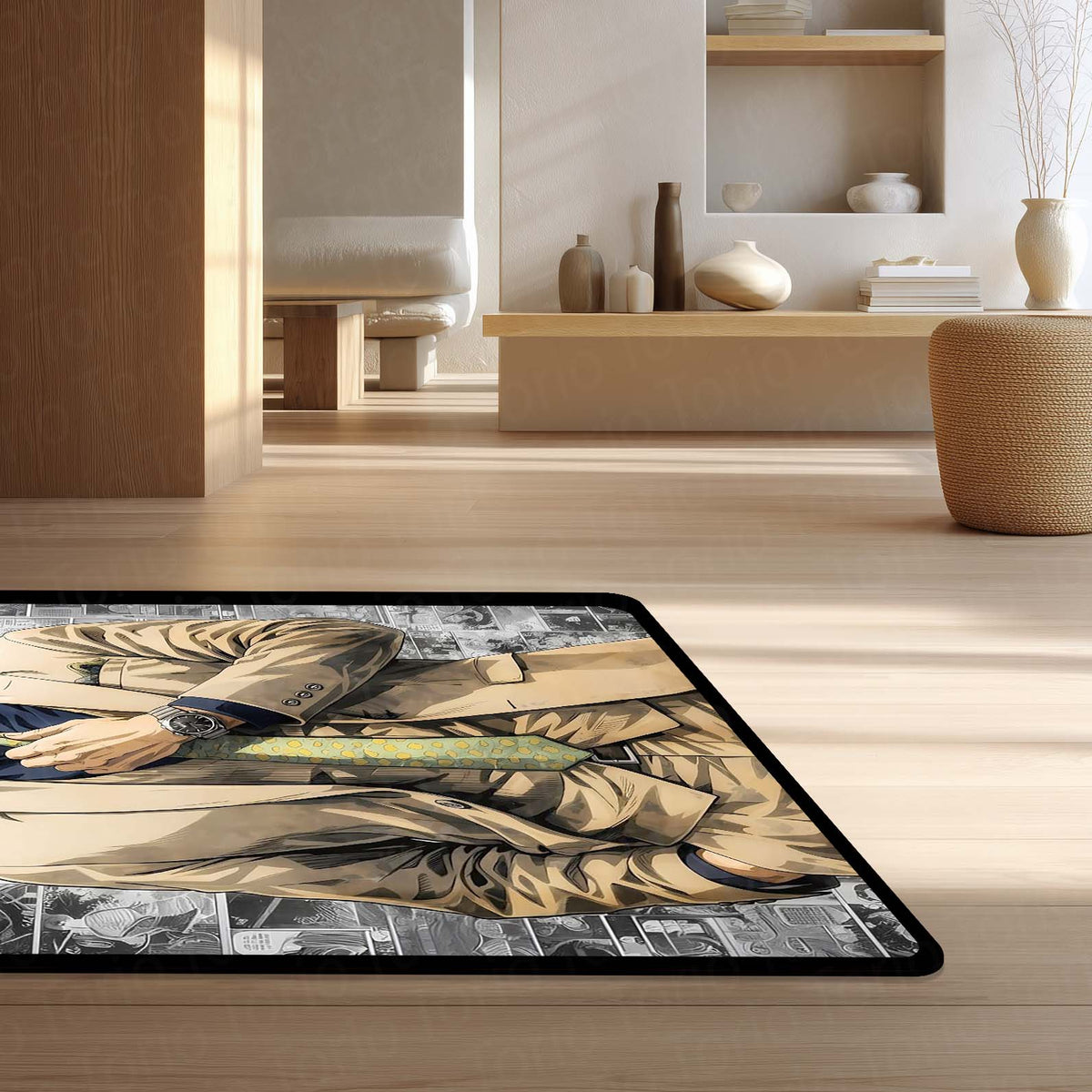 Nanami Kento Area Flat Rug | Jujutsu Kaisen Anime Flat Rug | Manga Panel Gaming Room Flat Rug | Modern Anime Home Décor