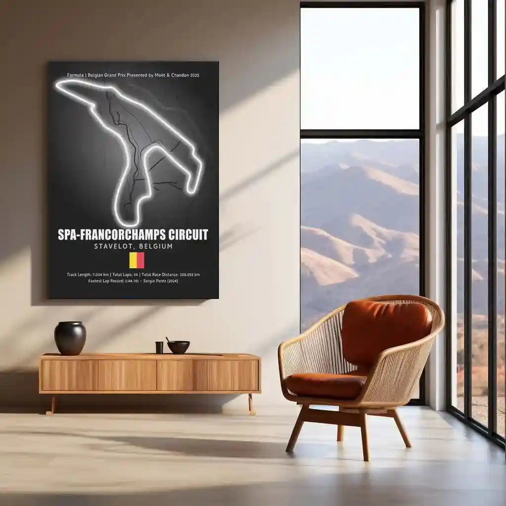 LED | 🏁 Spa-Francorchamps Circuit Neon LED Metal Poster – Legendary Belgium F1 Track Wall Art - TURTLEWINGS