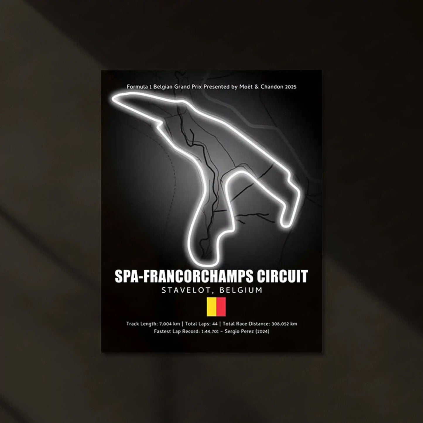 LED | 🏁 Spa-Francorchamps Circuit Neon LED Metal Poster – Legendary Belgium F1 Track Wall Art - TURTLEWINGS