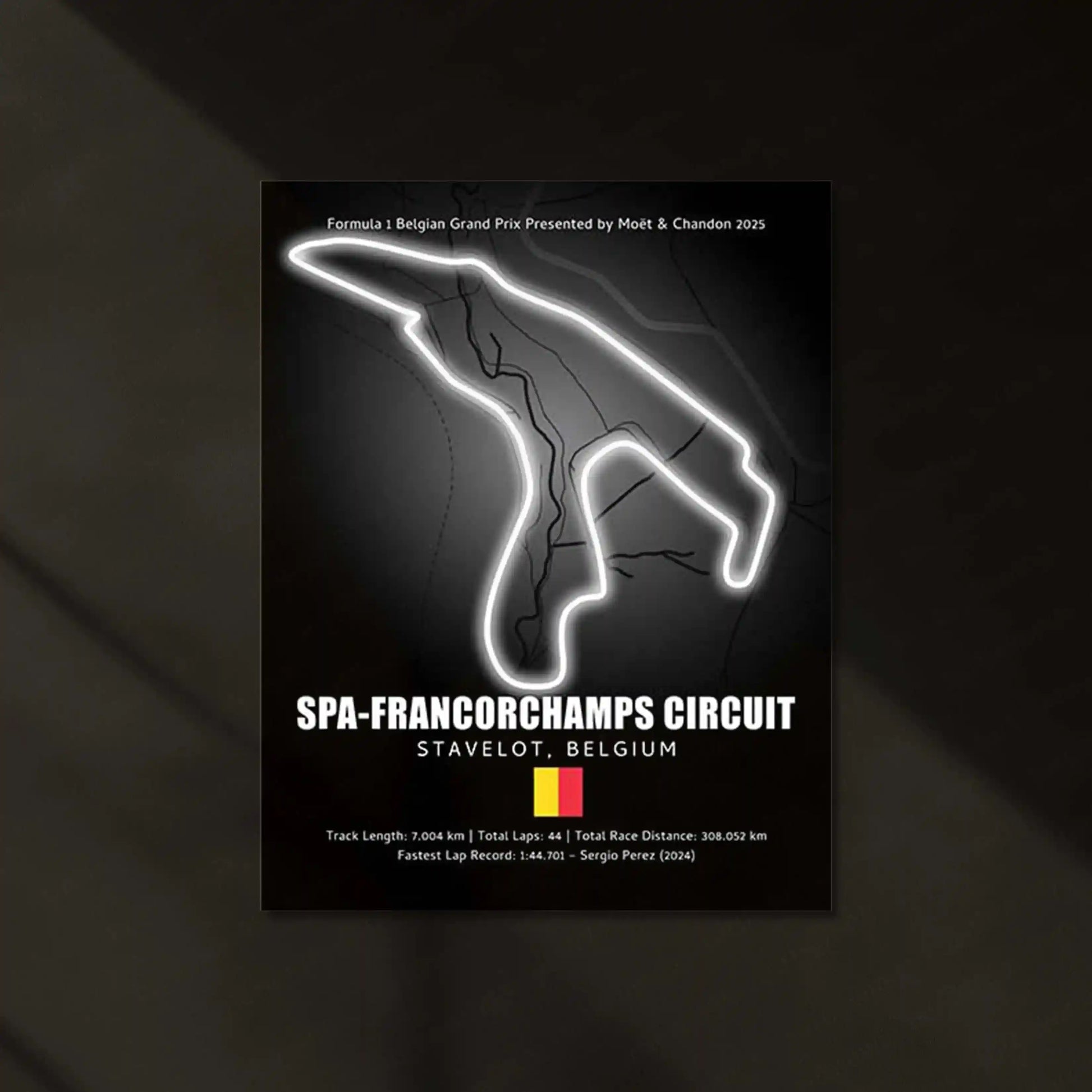 LED | 🏁 Spa-Francorchamps Circuit Neon LED Metal Poster – Legendary Belgium F1 Track Wall Art - TURTLEWINGS