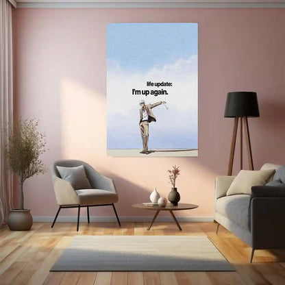 Quote Metal Poster | Ryūken Ishida - “Life Update: I’m Up Again” Quote Metal Frame Wall Art | Minimal Anime Aesthetic Motivation Poster - TURTLEWINGS