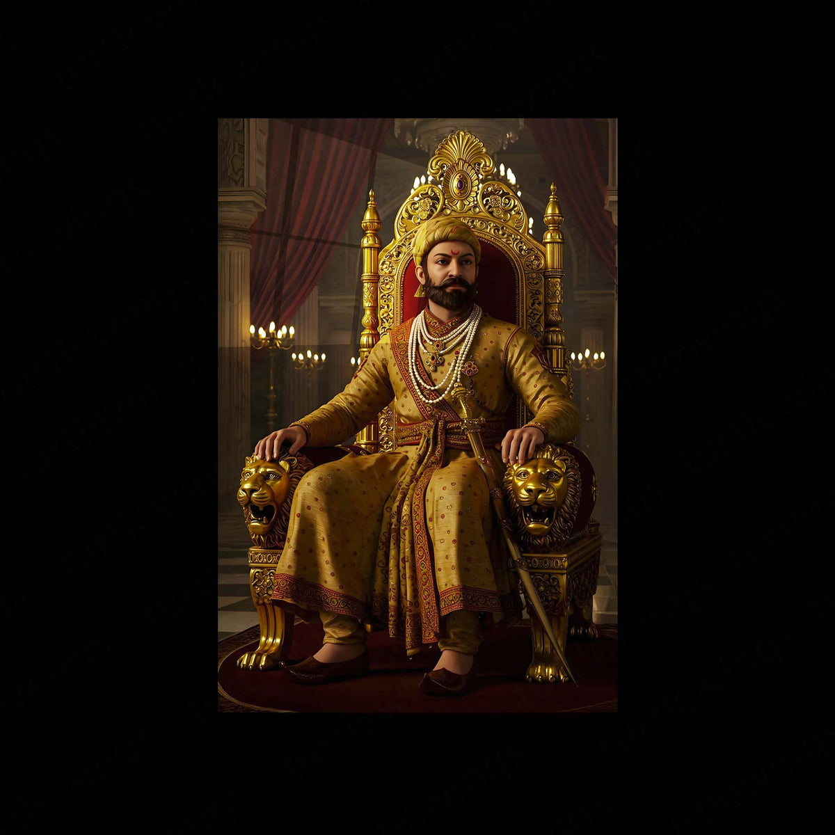 Chhatrapati Shivaji Maharaj Metal Frame | Warrior King Wall Art | Metal Frame 13 - TURTLEWINGS
