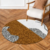 Abstract Leopard Round Area Flat Rug | Modern Animal Print Circular Floor Mat | Brown & Ivory Safari Accent Carpet for Living Room, Bedroom, Reading Corner & Contemporary Home Decor